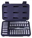 Advanced Tool Design Model  ATD-1200  44 Piece 1/4 Drive Chrome Socket Set, SAE and Metric In Blow Molded Case