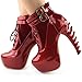 SHOW STORY Lace Up Buckle High-top Bone High Heel Platform Ankle Boots,LF40601