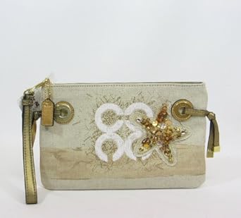 Coach Limited Edition Audrey Starfish Resort Large Wristllet Bag Wallet 45535 Natural
