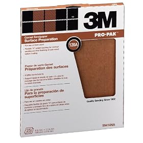 3M Pro-Pak 99414NA 9x11 Garnet Sand Paper Sheets 120 Grit - 25 Pack by 3M