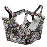 Womens Black Wedges Platforms FLORAL Shoes Sandals 51C8VQiXQgL. SL160 Womens Black Wedges Platforms FLORAL Shoes Sandals