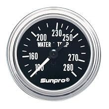 Sunpro CP7975 Mechanical Water Temperature Gauge - Black Dial