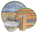 Sakura At The Seaside 16-Piece Melamine Set, Service for Four
