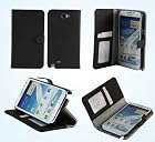 Bear Motion Premium Folio Case for Samsung Galaxy Note 2 Note II N7100 with Snap Button Closure (no magnet anywhere) - (Black)