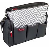iPack Baby Greek Key Diaper Bag, Charcoal