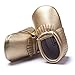Romirus Infant Baby Moccasins Soft Sole Anti-Slip Tassels Prewalker Toddler Shoes (S: 0-6 months, Golden)