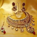 Necklaces - Paisley Pattern Kundan Half Bridal Set