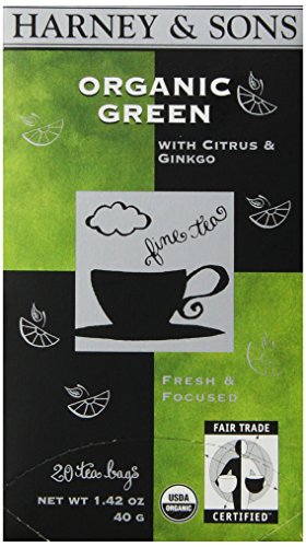 Harney and Sons Organic Green Tea Bags, Citrus and Ginkgo Tea Bags, 20 Count