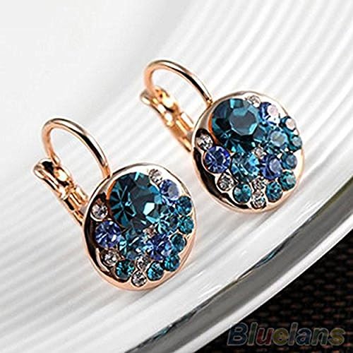 Hot Women's 9K Rose Gold Plated Ear Clip Austrian Crystals Earrings