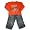 Mish Mish - Toddler Boys Long Sleeved Pant Set, Denim, Orange (Size 2)