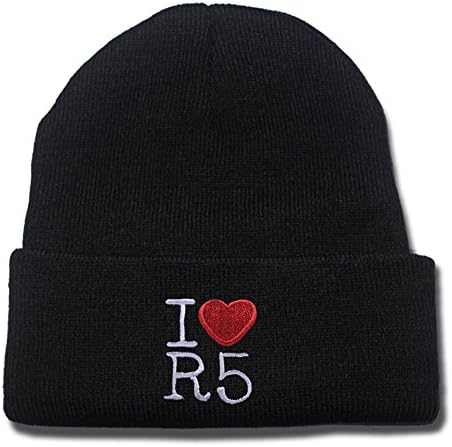 QIANGWEI I Love R5 Logo Beanie Fashion Unisex Embroidery Beanies Skullies Knitted Hats Skull Caps