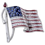 Crystal Swaying American Flag Pin Brooch