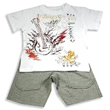 Mishmish - Toddler Boys Short Sleeve Short Set, White, Grey