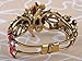 Alilang Womens Antique Golden Tone Red Rhinestone Floral Lily Poinsettia Flower Bangle Cuff Bracelet