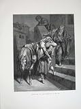 1870 Dore Bible Print Arrival Good Samaritan Inn Horse