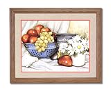 Apples Grapes Flowers Kitchen Contemporary Home Decor Wall Picture Oak Framed Art Print
