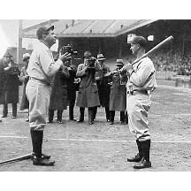 Babe Ruth "Babe with Lou Gehrig Camera" 16" x 20" Unframed Black & White Photograph