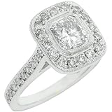 14k White Gold Cushion Cut Tiffany Style Diamond Engagement Ring 1.75 Carats