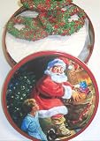 Scott's Cakes 1 lb. White Chocolate Covered Pretzel with Christmas Jimmies in a Santa Tin