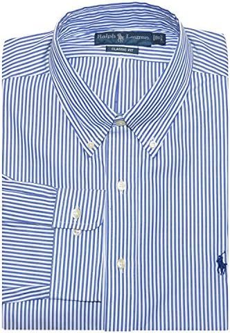 Polo Ralph Lauren Men's Classic Fit Button Down Dress Shirt Blue/White-15 32/33