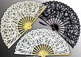 Beautiful Battenburg Lace Fans with Tassel, Large Size, in Beige