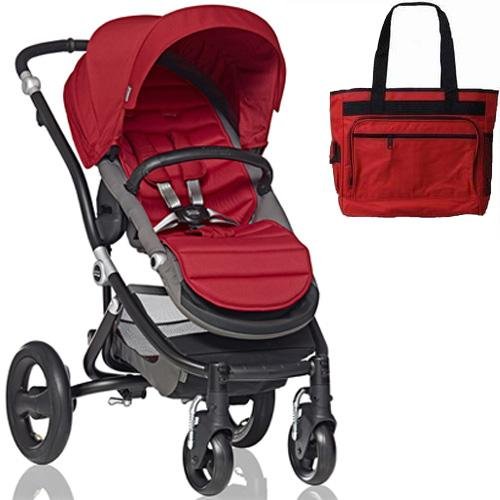 Britax Affinity Stroller with Diaper Bag in Red and Black Frame All