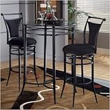 Cierra Bistro Set- 30" Bar Stools in Pewter with Black Fabric