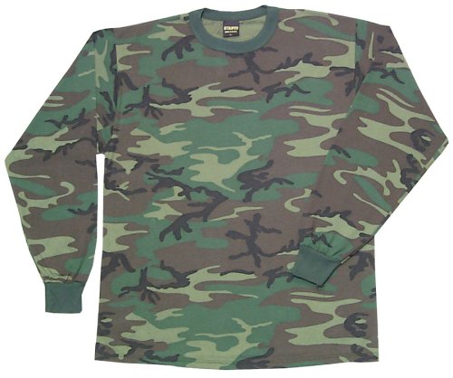 Youths Long Sleeve T-Shirt / Tee - Woodland Camouflage