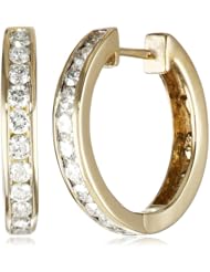 14k Gold Channel-Set Diamond Hoop Earrings (3/4 cttw, H-I Color, I1-I2 Clarity)