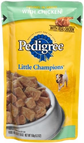 Pedigree Little Champions Complete Chunks In Gravy With Chicken Food For Adult Dogs, 5.3-Ounce Pouches (Pack Of 24)