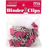 JAM Paper&reg; - Small Pink Binder Clips 19mm (.75 inch) - 25 Binder Clips per Pack