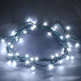 200m Indoor LED String Lights Ice White with Green Cable