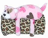 Bear Laying Squishy Animal W/Painted Leopard Microcozy Throw Set
