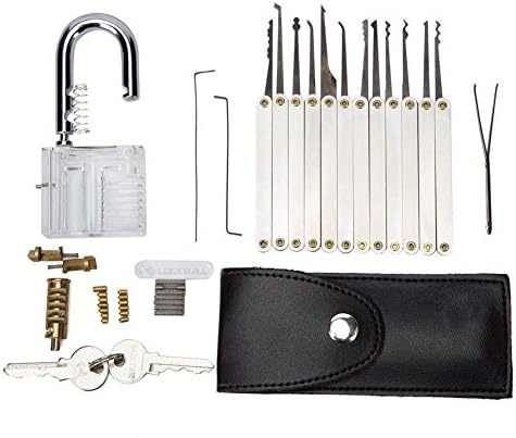 15 Piece Lock Pick Set By Tuoni Black Edition with Clear Padlock and Ebook Guide