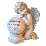 Grabschmuck Engel Grabdekoration Grabstein mit Trauerspruch 16x18cm Wetterfest