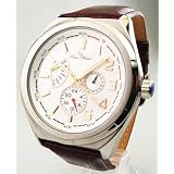 Mens Lucien Piccard Leather Day Date 24 Hour Time Watch 28104BR by Lucien Piccard