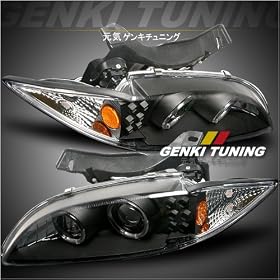 Genki Tuning - 1995-1999 (1996 1997 1998 1999) Chevy Cavalier Dual Halo LED Black Housing Performance Projector HeadLights HeadLamps Head Lights Lamps 95 96 97 98 99