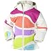 This Obermeyer Girls Kismet jacket is sporty and fun yet still feminine; and is bedazzled with jewels and a jelly zipper! From their 'Serendipity' Collection of hip colors, fun prints and detailing, little girls will love the style! Bluebell background with multi-colored front, and Stripesicle trim down the sides.Fabric: Unity - It utilizes a microporous breathable coating which is the latest generation of membrane technology with lightweight, waterproof and breathable fabric and Obermeyer's HydroBlock polyurethane waterproof/breathable coating.DuroGuard DWR coating is applied to the exterior face of the fabric for finish and stain resistanceTechnical Features: FULL REMOVABLE HOOD with auto adjust safety system - Fleece chin protector - Fleece earwarmers - Fleece lined cuffs - Inside goodie pocket - Adjustable drawcords for an easy fit - Alligator mitten clips - Heavy duty zippers - Working compass - Reflective piping - Side smocking - Machine Washable-I-Grow system(arm length can be let down 1 1/2 inches as your child grows)