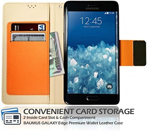 Note Edge Magnetic Kickstand Wallet Case, Samsung Galaxy NoteEdge Soft Foldable Leather Diary Flip Cover, 10 Colors (Orange)