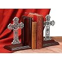 Inspirational Cross Bookends in Wood and Pewter Metal (A388) by Regal Gift