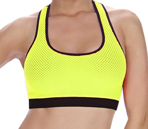 Seamless Mesh Racerback Sport Bra - Neon Yellow/MEDIUM