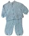 Handmade Baby Outfit, Pants and Open Sweater Set - Traditional Baby Blue (100...