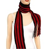 EXTRA LONG BLACK & RED SKINNY KNIT BISHANG SCARF