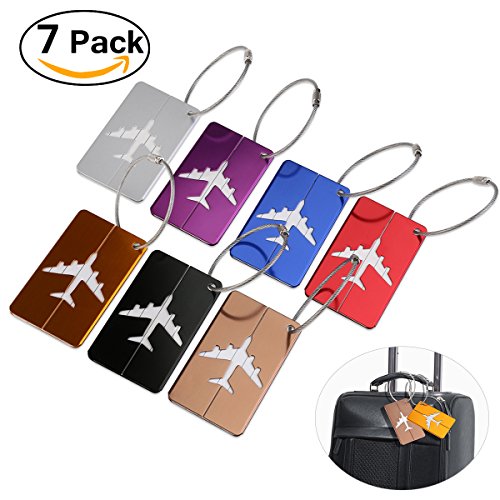 PIXNOR Travel Luggage Tags Suitcase Baggage Tags Labels with Key Ring Pack of 7