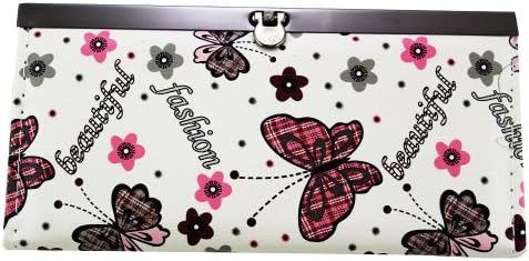 Stylish Japanese Compact Purse - Slim & Convenient Womans Wallet (Butterfly & Flowers)