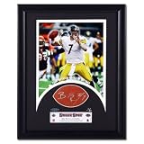 Pittsburgh Steelers Ben Roethlisberger Autographed Pittsburgh Steelers Sweet Spot Football Cut with 2006 Rookie of the Year 8x10 Photo, Framed (UDA)