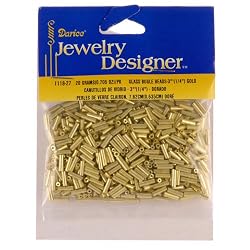 1/4 In. Glass Bugle Beads, Gold, 20 Gram/Pkg