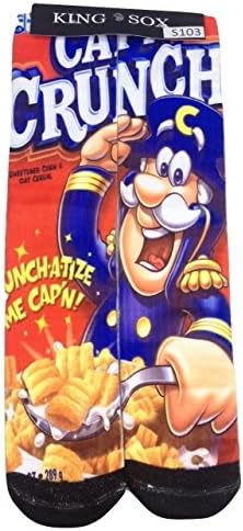 King Sox Sublimation Graphic Print Socks (Unisex Adult 9-11, Capn' Crunch)