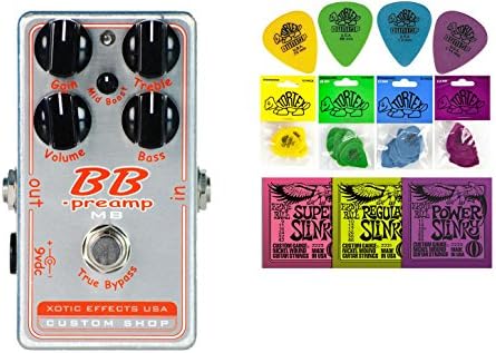 Xotic Effects BB Preamp MB OD String Bundle w/ 2 free Items: Ernie Ball Guitar Strings, 1 Dozen Dunlop Tortex Picks