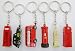Set of 6 Die Cast Metal London City Keyrings, London Taxi, London Bus, Big Ben, Post Box & Two Telephone Boxes